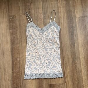 American Eagle Outfitters Gray and Cream Lace Camisole